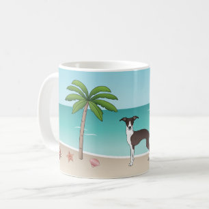 Mug Chien Iggy Blanc Et Sceau À La Plage Tropicale D'é