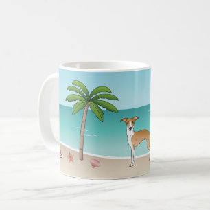 Mug Chien Iggy Fauve Et Blanc Sur Une Plage Tropicale