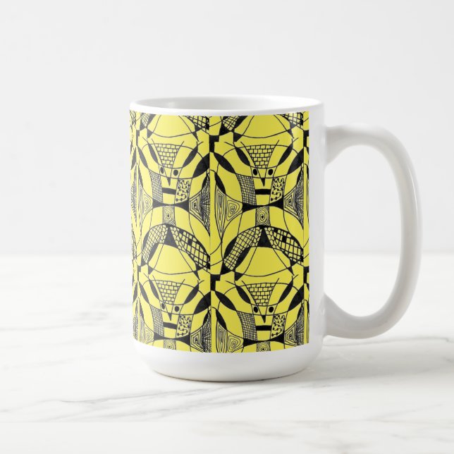 Mug "Chien jaune sur Carrelage jaune" Résumé Conceptio (Droite)