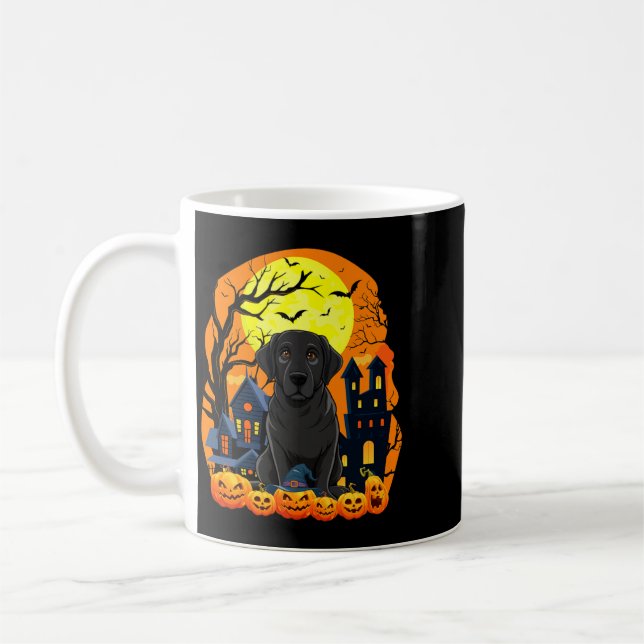 Mug Chien Labrador Noir Avec Citrouilles Drôle Effraya (Gauche)