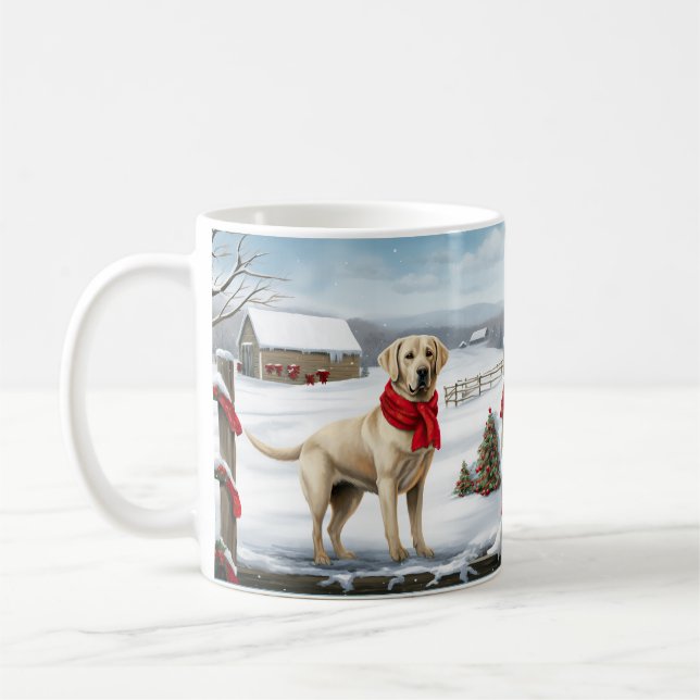 Mug Chien Labrador Retriever dans la neige de Noël (Gauche)