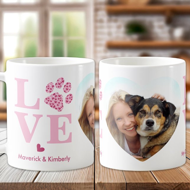 Mug Chien LOVE Heart Photo Personnalisée Animal de com (Créateur téléchargé)