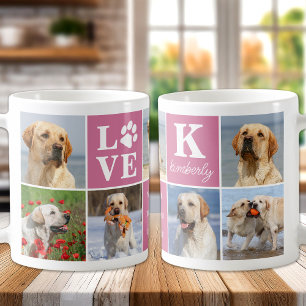 Mug Chien LOVE Personnalisé 7 Photo Collage Empreinte 