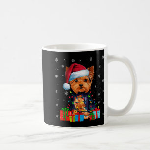Mug Chien Luminaires de Noël laid Santa Hat Yorkshire