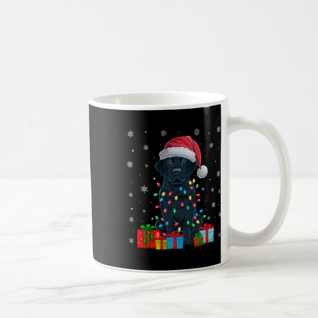 Mug Chien Luminaires de Noël moche Noël Chapeau noir L (Droite)