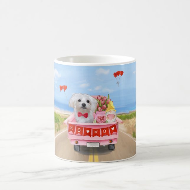 Mug Chien maltais camion de la Saint-Valentin  (Centre)