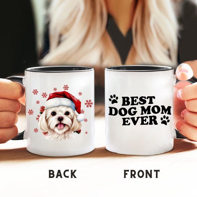 Mug Chien maltais de Noël mignon Personnalisé (Créateur téléchargé)