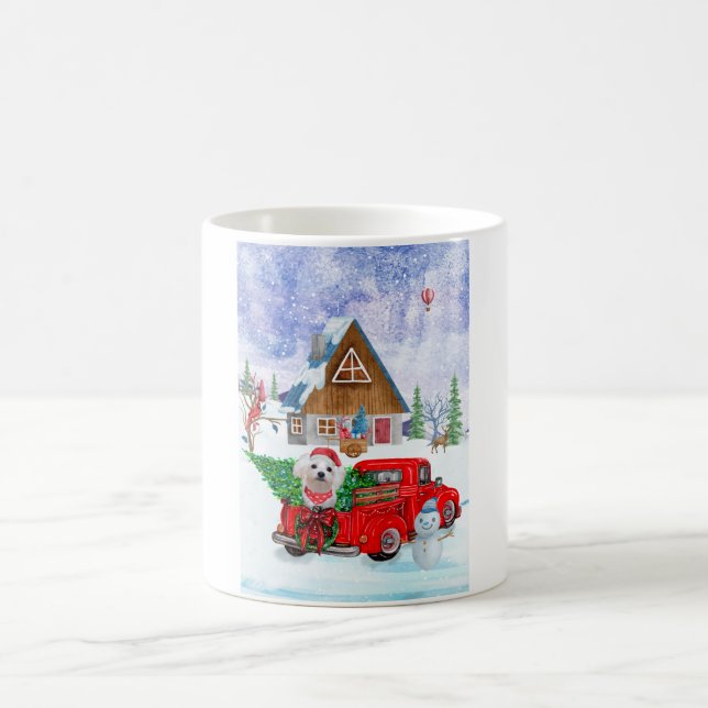 Mug Chien maltais en livraison de Noël Camion Neige (Centre)