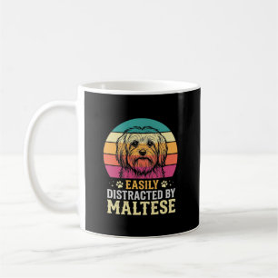 Mug Chien maltais rétro coucher de soleil distrait
