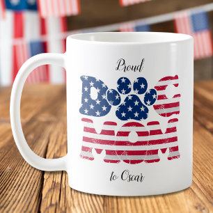 Mug Chien Maman Drapeau Américain Grunge Rouge Blanc B