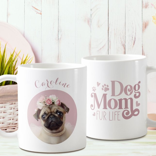 Mug Chien Maman Fourrure Carlin de vie Photo personnal (Créateur téléchargé)