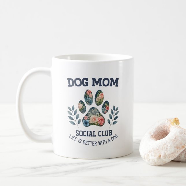 Mug Chien Maman Paw Floral (Avec donut)
