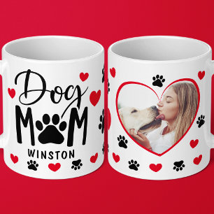 Mug Chien Maman Paws Red Heart Photo personnalisée