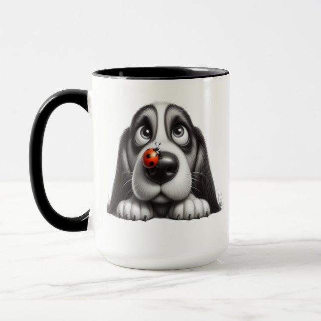 Mug Chien mignon avec coccinelle (Gauche)