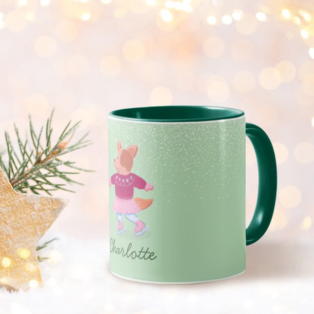 Mug Chien Mignon en Pull de Glisse sur Glace Vert Pist (Créateur téléchargé)
