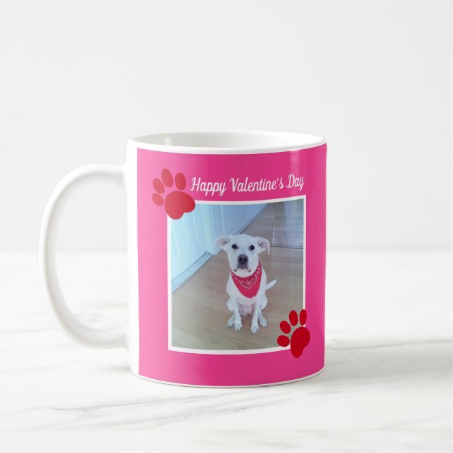Mug Chien mignon Joyeux Valentines Jour Red Paws 2 Pho (Gauche)