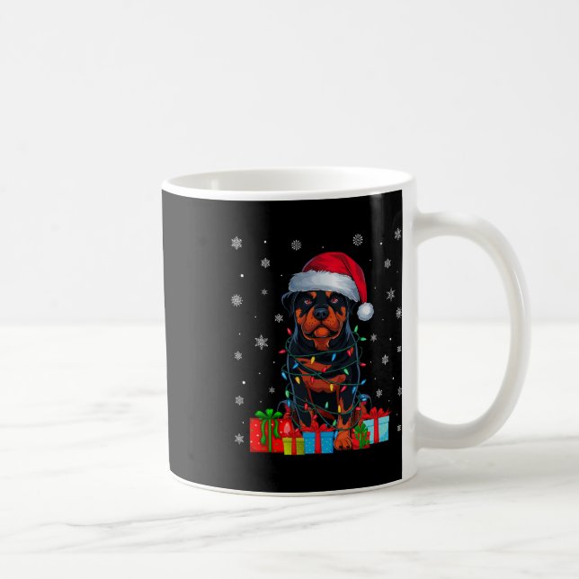 Mug Chien Moche Noël Lumières Santa Hat Rottweiler Chi (Droite)
