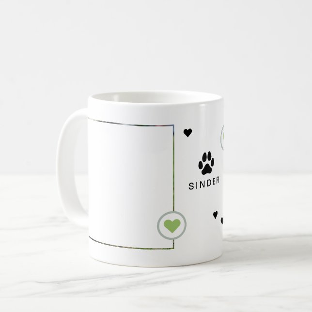 Mug Chien moderne 2 Photos Coeurs Nom (Devant gauche)
