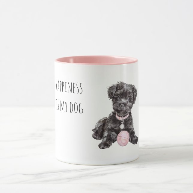 Mug Chien Noir Balle Rose (Centre)
