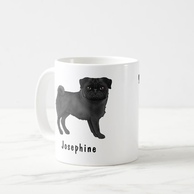 Mug Chien noir Carlin mignon Cartographié Chien Mops a (Devant gauche)