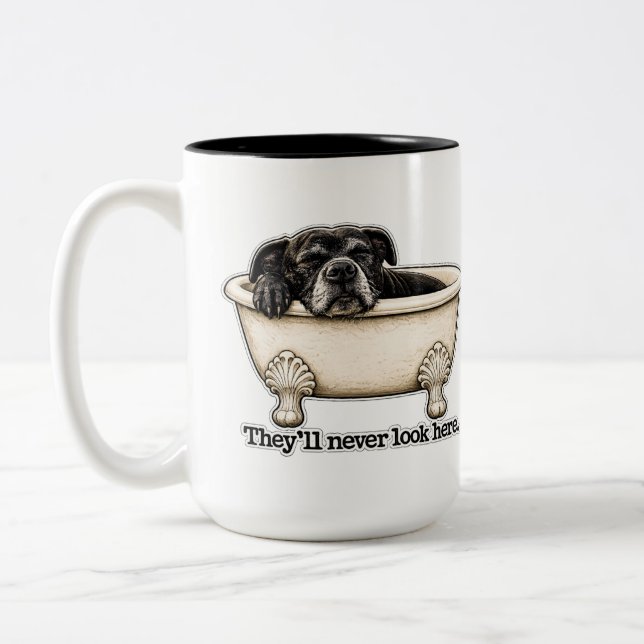 Mug Chien Noir Drôle Humour Pitbull (Gauche)