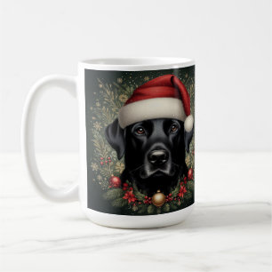 Mug Chien noir du Labrador à Santa Hat