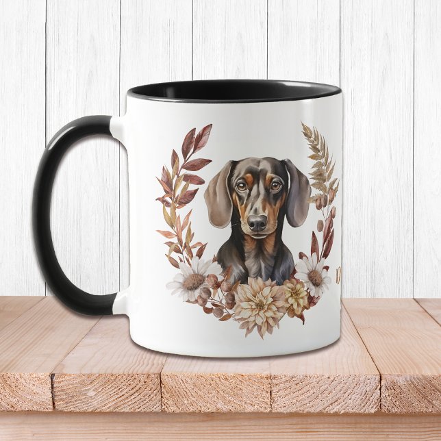 Mug Chien noir Tan Dachshund Virage d'automne (Créateur téléchargé)