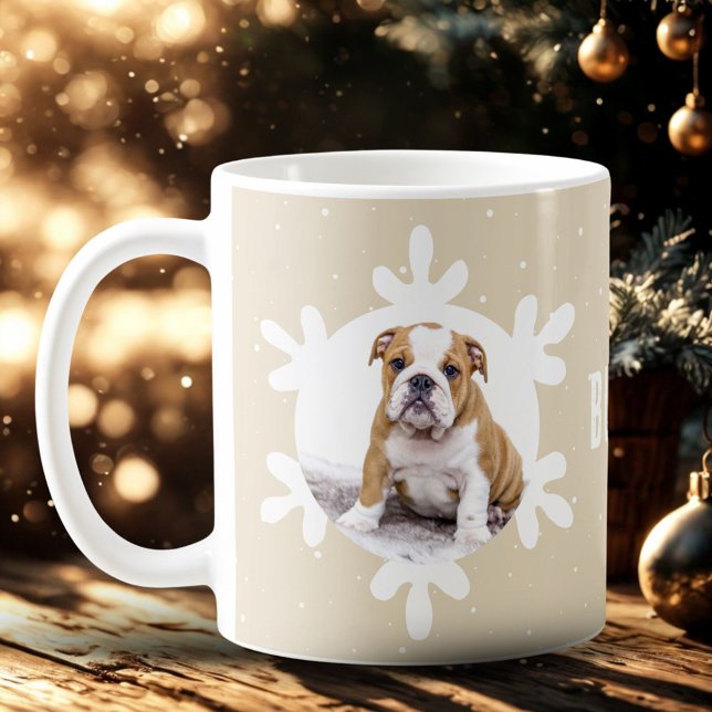 Mug Chien Nom de l'animal de compagnie Photo Snowflake (Créateur téléchargé)