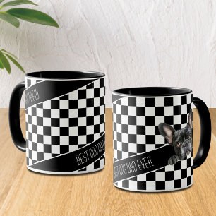 Mug Chien papa À damiers Blanc Noir Français Personnal