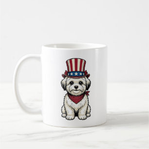 Mug Chien Patriotique Gravure Vintage Design Vectoriel