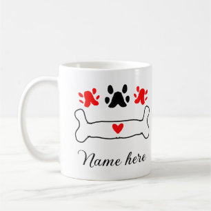 Mug Chien patte coeur rouge animal ajouter nom animal