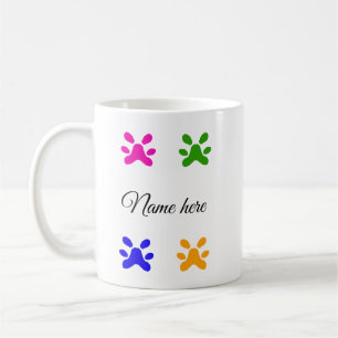 Mug Chien patte coloré animal ajouter nom texte animal