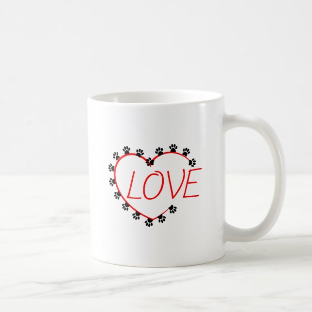 Mug Chien Paws Red Heart Love (Droite)