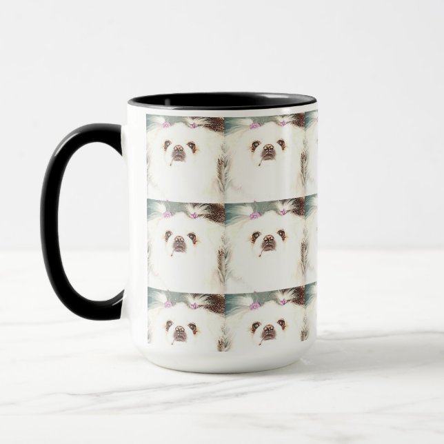 Mug Chien pekingese blanc mignon "sucre" (Gauche)