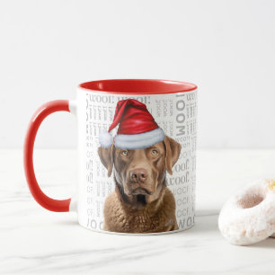 Mug Chien Père Noël Woof Arrière - plan de Chesapeake 