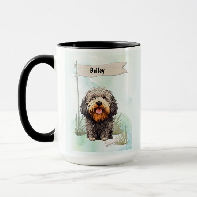 Mug Chien Personnalisé Aquarelle Puli (Gauche)