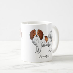 Mug Chien Phalène Rouge Et Blanc Avec Nom Personnalisé