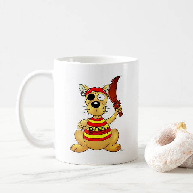 Mug Chien Pirate Drôle avec Épée Jouet (Avec donut)