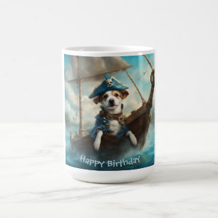 Mug Chien pirate sur un navire en mer couleurs bleu An