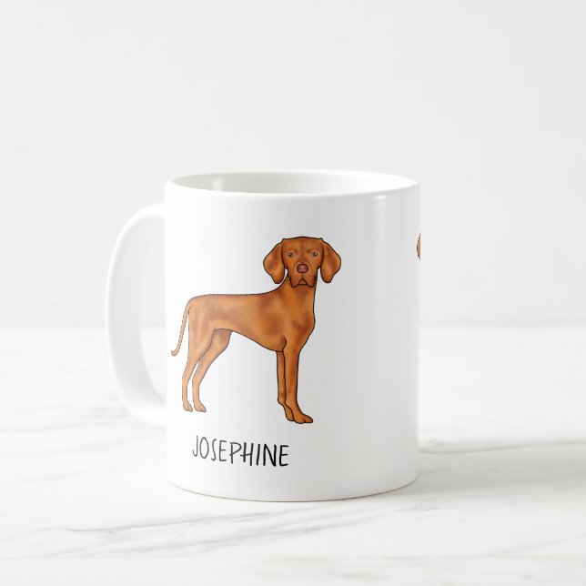 Mug Chien Pointer Mignon Vizsla Hongrois Avec Nom Pers (Devant gauche)