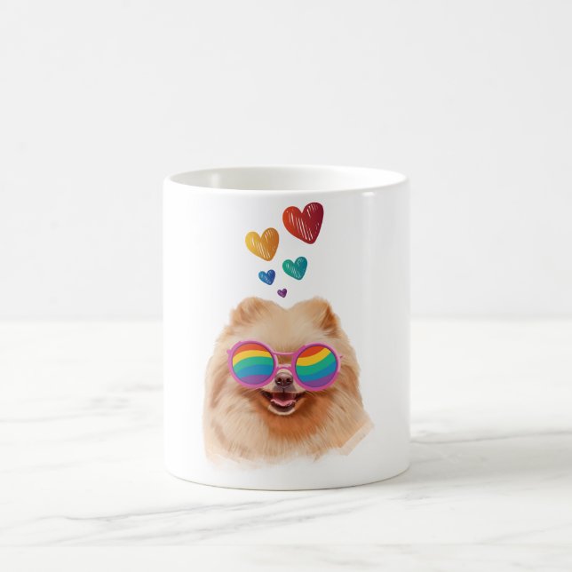 Mug Chien Poméranie avec coeurs Saint-Valentin (Centre)