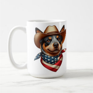 Mug Chien portant un chapeau et un bandana du drapeau