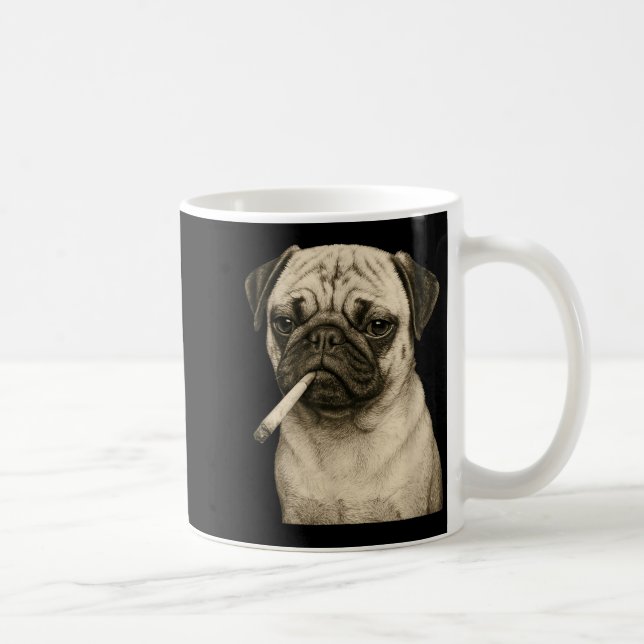 Mug Chien Pug Fumant Une Cigarette Mème Génération Z G (Droite)