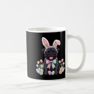 Mug Chien pug noir lapin de Pâques oeufs mignons print