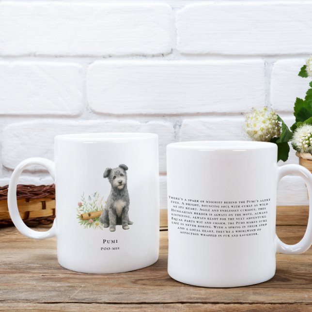 Mug Chien Pumi Aquarelle | Race Rare (Créateur téléchargé)