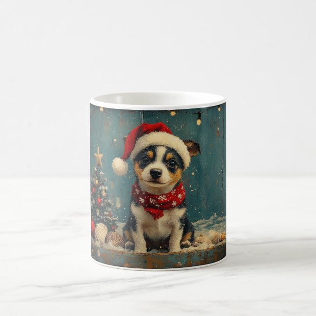 Mug Chien Rat Terrier Noël Vintage Plage (Centre)