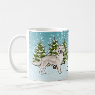 Mug Chien Retriever doré crème Noël Nom personnalisé