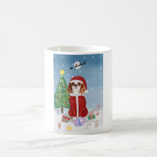 Mug Chien roi Cavalier en neige avec cadeaux de Noël