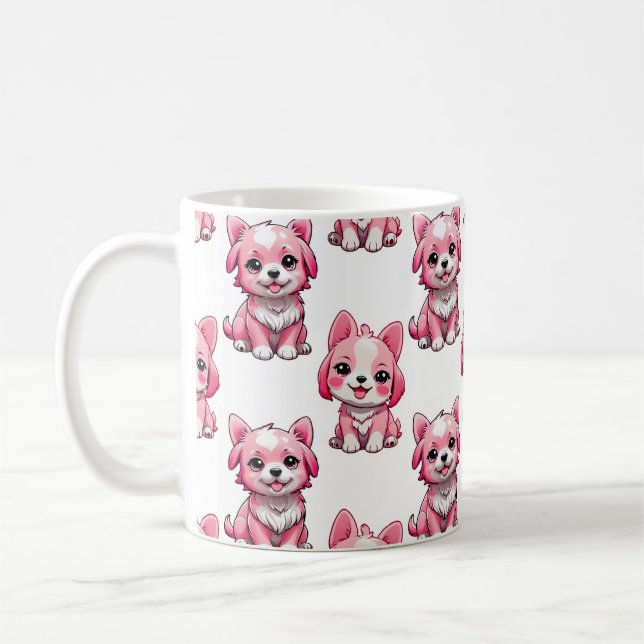 Mug Chien rose Motif design - blanc (Gauche)