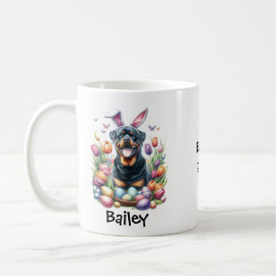 Mug Chien Rottweiler personnalisé Pâques/Printemps